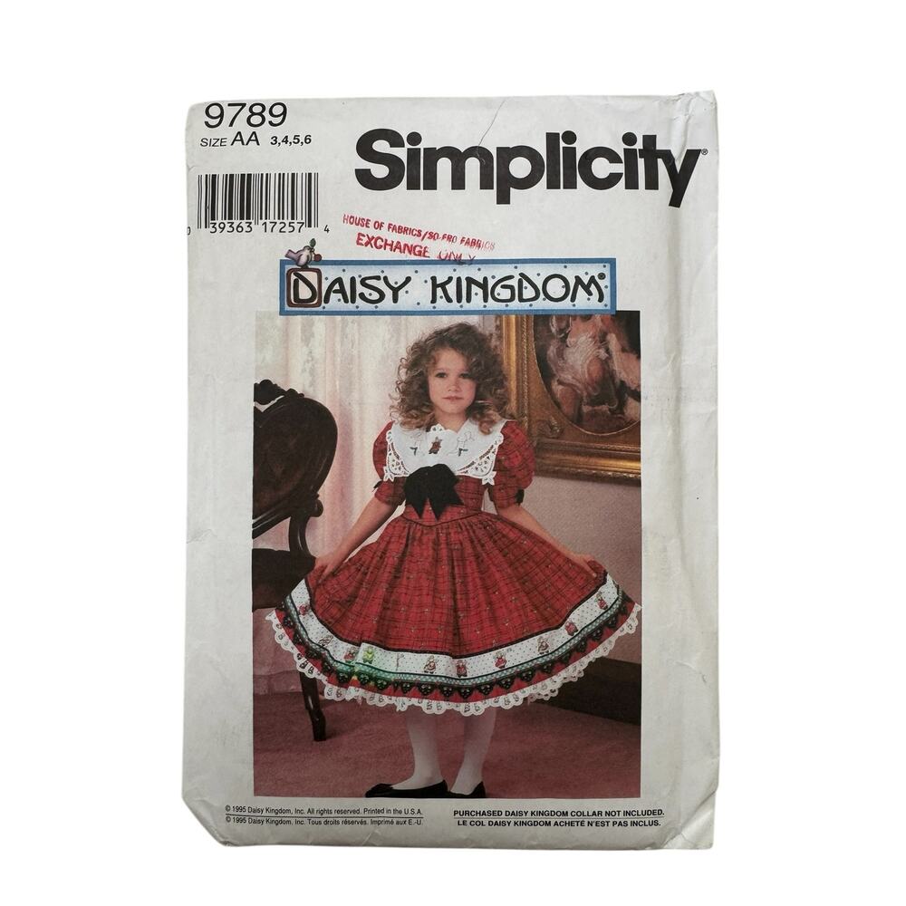 Vintage SIMPLICITY Daisy Kingdom Girls Party Dress Pattern Uncut Sz AA (3-4-5-6)